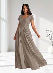 Augday Dunja A-Line V-Neck Lace Chiffon Dress