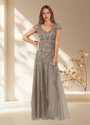 Augday Romy Mermaid V-Neck Sequins Tulle Dress