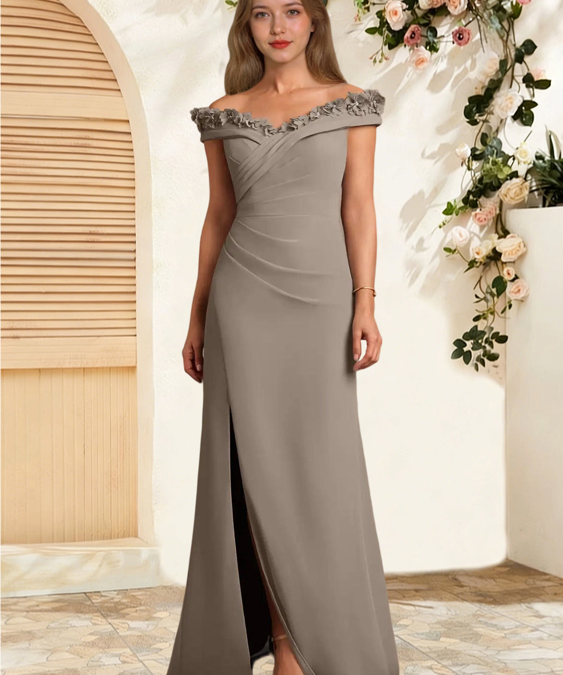 Augday Jettie Sheath Pleated Chiffon Dress