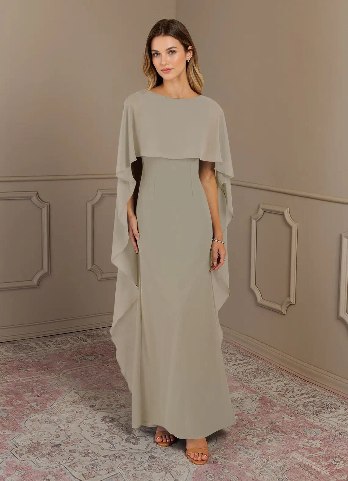 Augday Sheath Scoop Stretch Crepe Dress