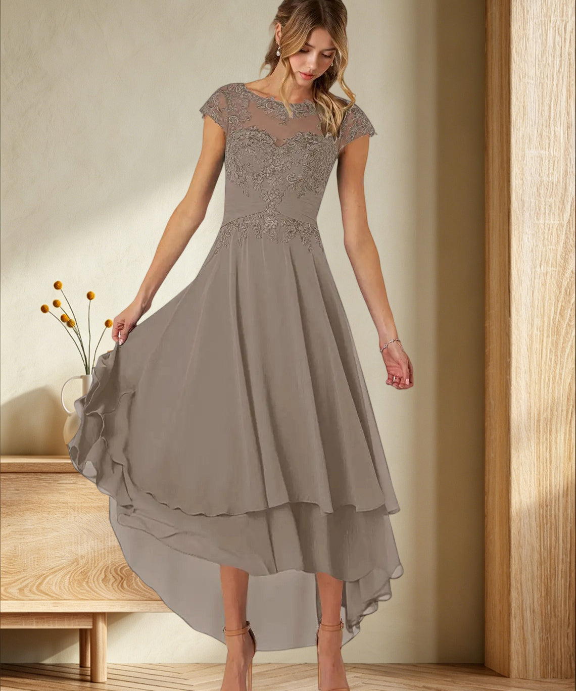 Augday Shonda Lace Chiffon Dress