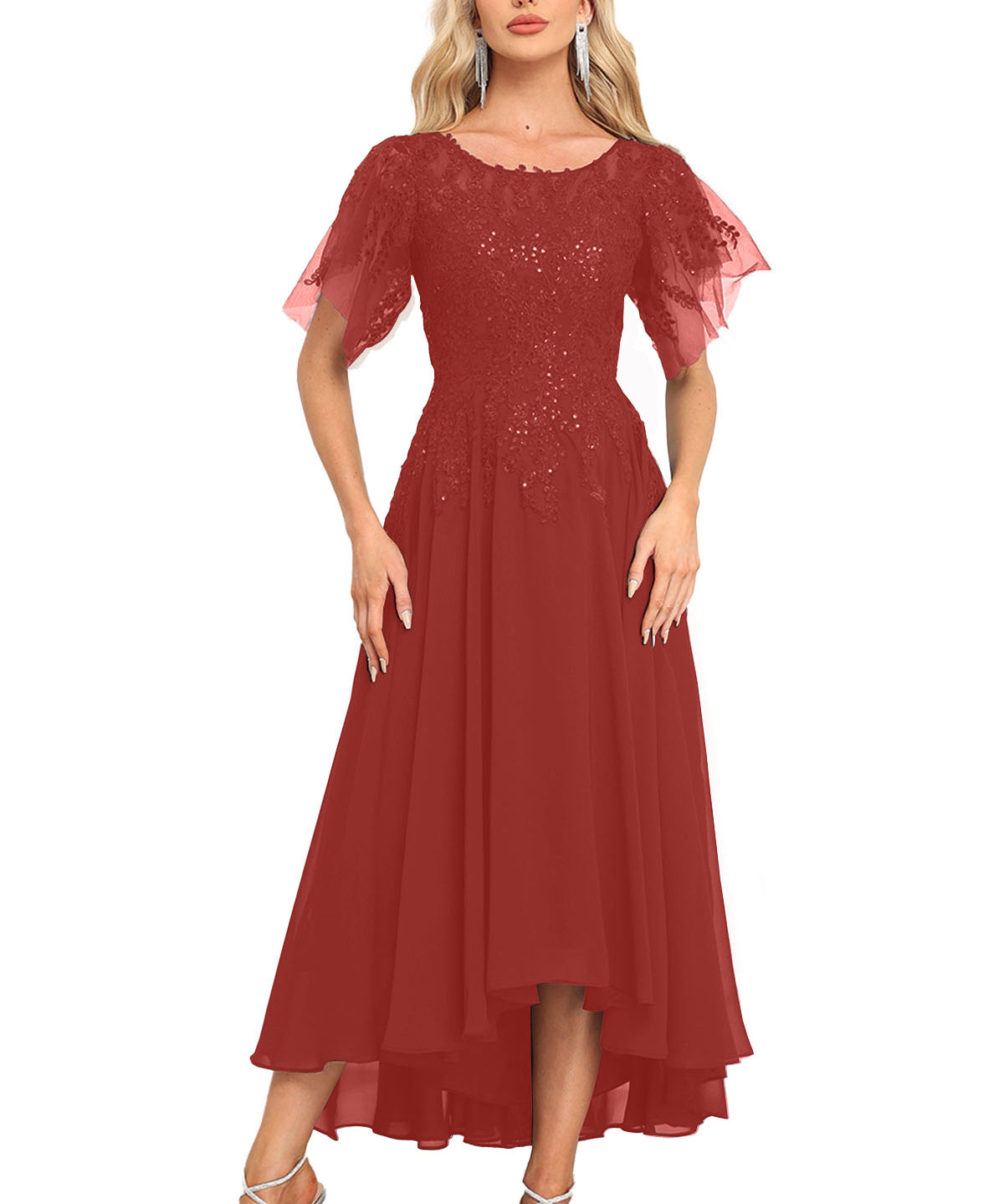 Augday Chiffon Lace Sequins Mother of the Bridesmaid Dresses