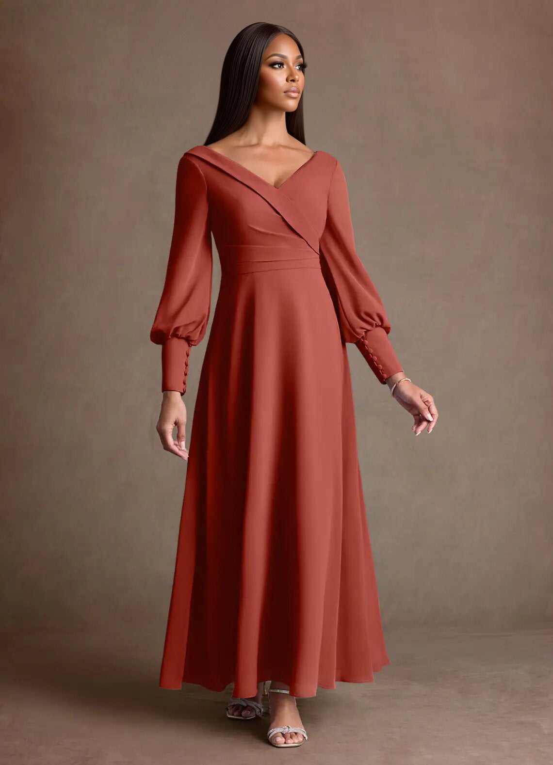 Augday Paterson A-Line Pleated Chiffon Dress