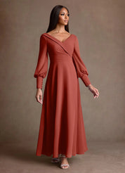 Augday Paterson A-Line Pleated Chiffon Dress