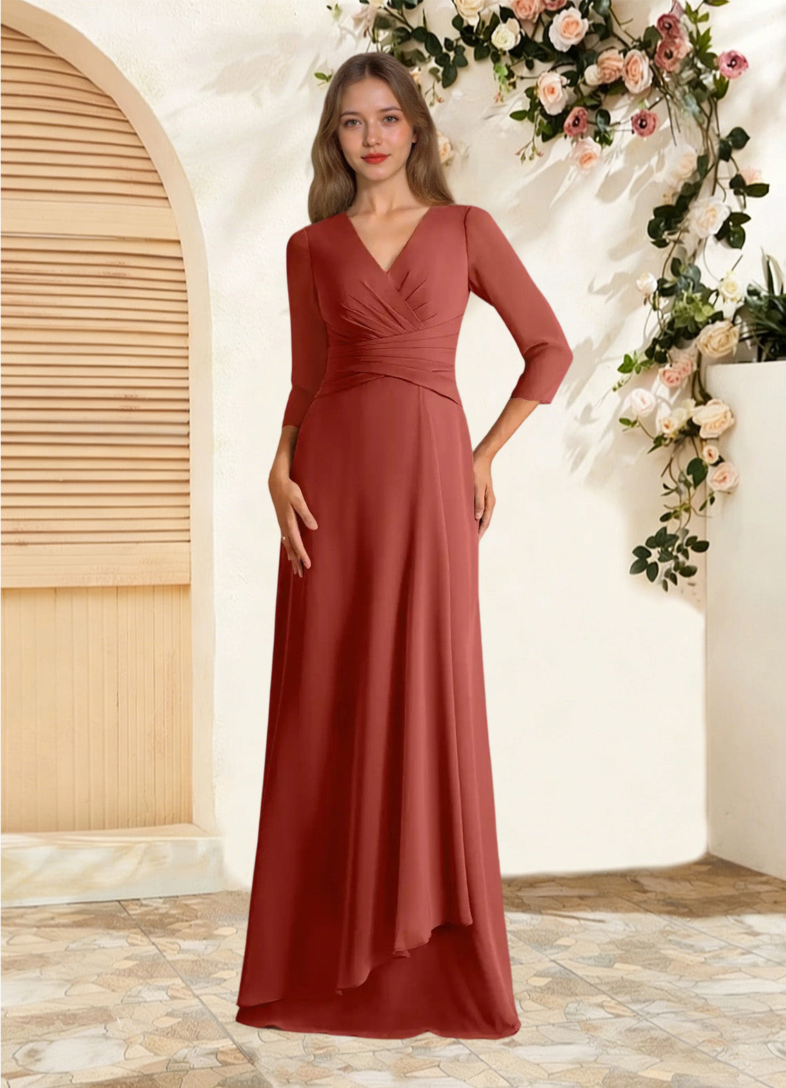 Augday Mayfield A-Line Pleated Chiffon Dress