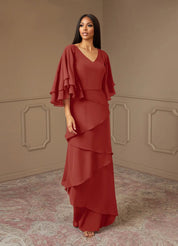 Augday OHara A-Line V-Neck Chiffon Dress