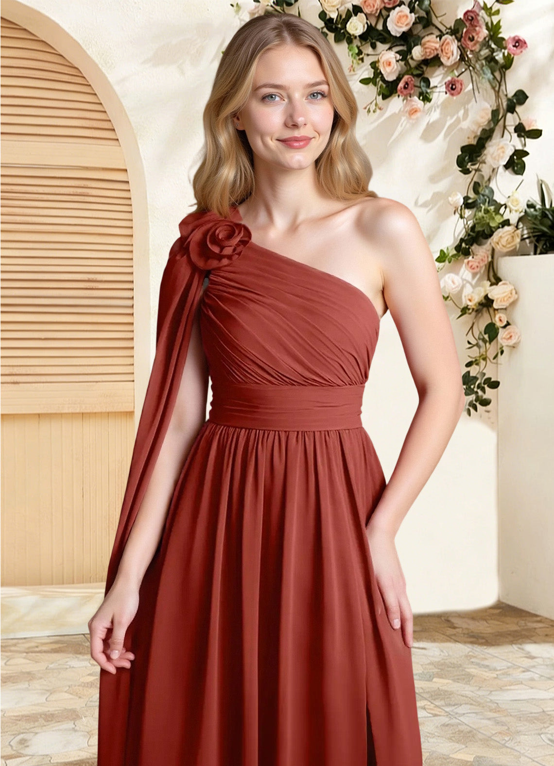 Augday Lancaster A-Line One Shoulder Chiffon Dress