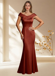 Augday Aberdeen Sheath Pleated Stretch Satin Dress
