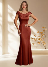 Augday Aberdeen Sheath Pleated Stretch Satin Dress