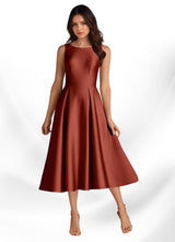 Augday Fulton A-Line Pleated Stretch Satin Dress