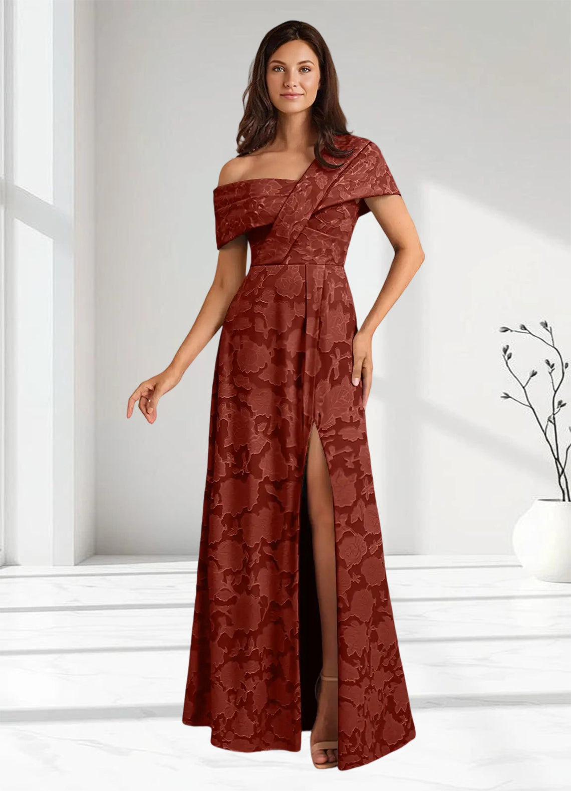 Augday Milton Milton A-Line Pleated Floral Burnout Dress