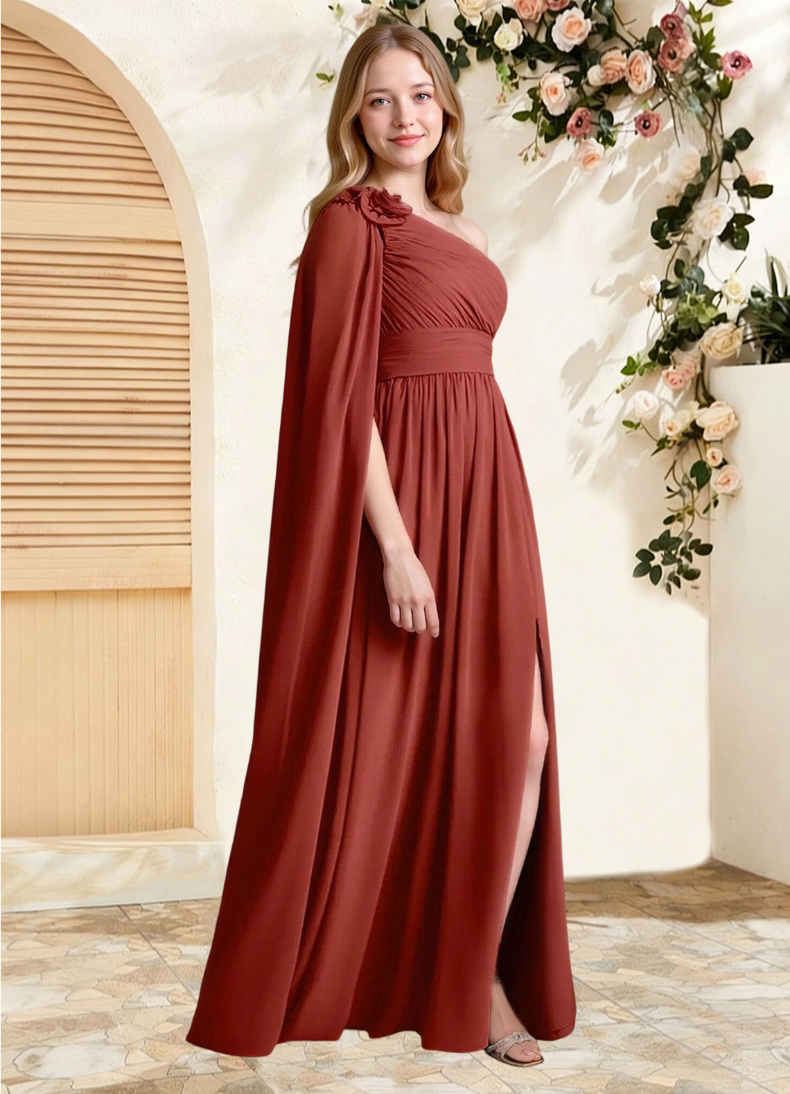Augday Lancaster A-Line One Shoulder Chiffon Dress