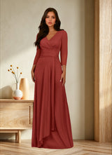 Augday Annetta A-Line V-Neck Pleated Mesh Dress