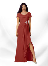 Augday Mary A-Line Side Slit Chiffon Dress
