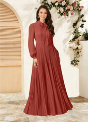 Augday Adellah A-Line Pleated Chiffon Dress