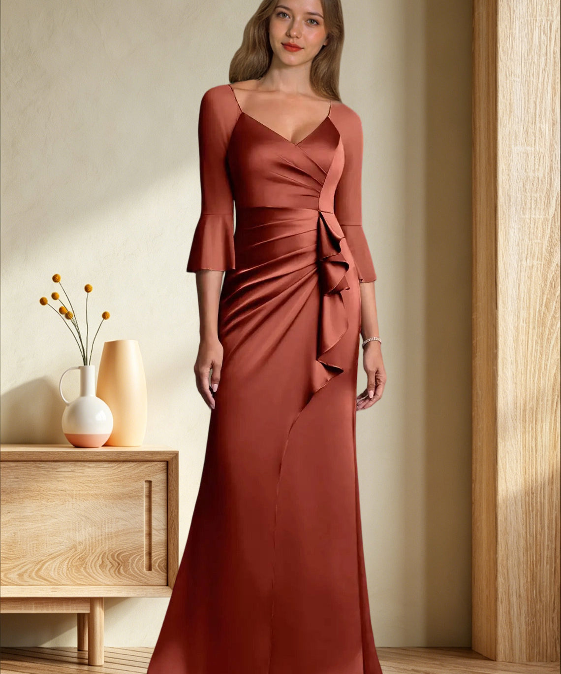 Augday Nampa Sheath Pleated Mesh Dress