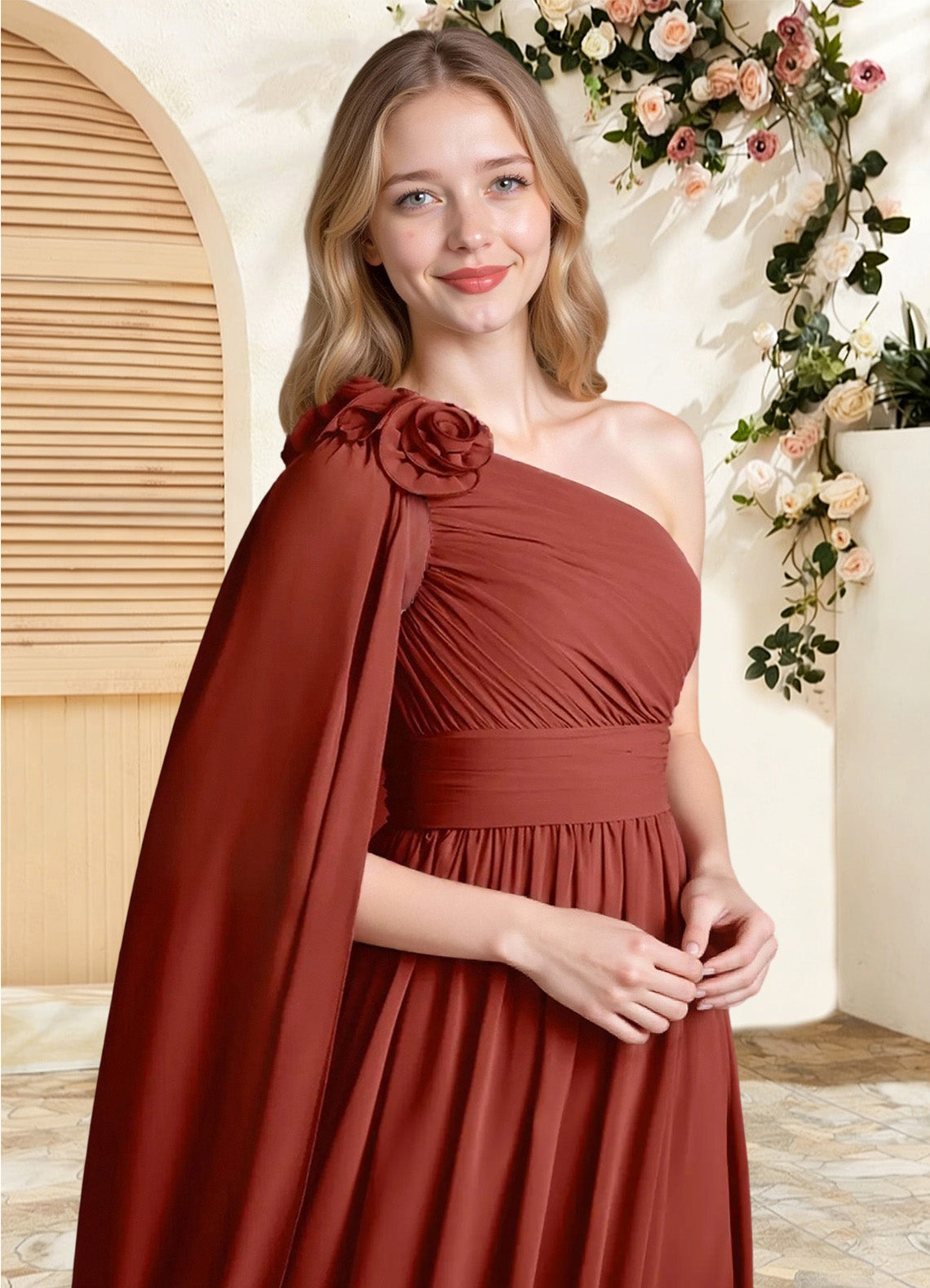 Augday Lancaster A-Line One Shoulder Chiffon Dress