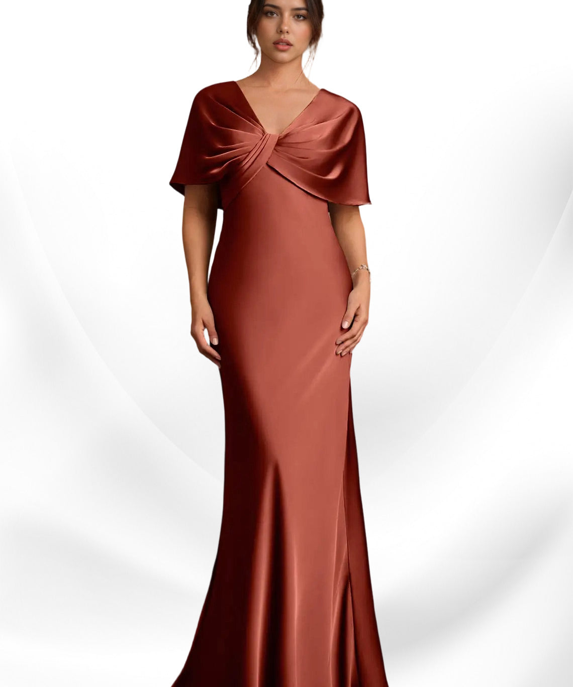 Augday Dosia Sheath Pleated Stretch Satin Dress