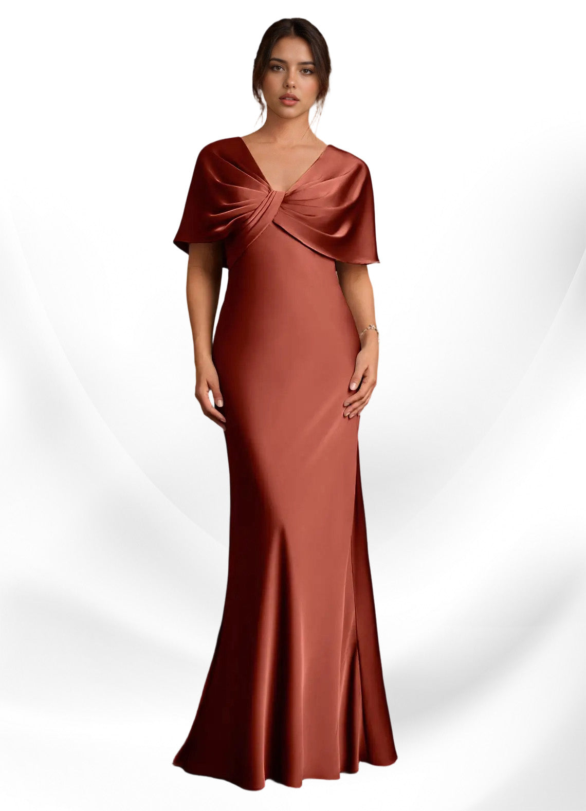 Augday Dosia Sheath Pleated Stretch Satin Dress