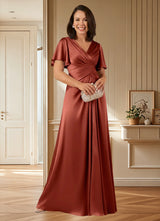 Augday Emmeline A-Line Pleated Stretch Satin Dress