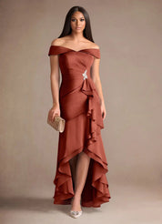 Augday Billings Mermaid Off the Shoulder Stretch Satin Dress
