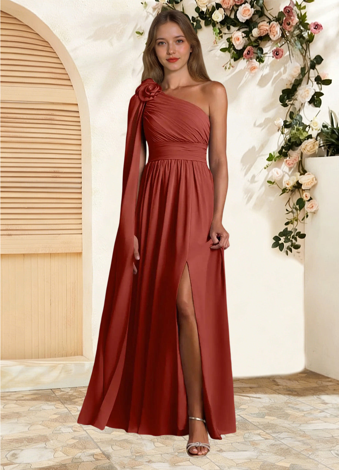 Augday Lancaster A-Line One Shoulder Chiffon Dress