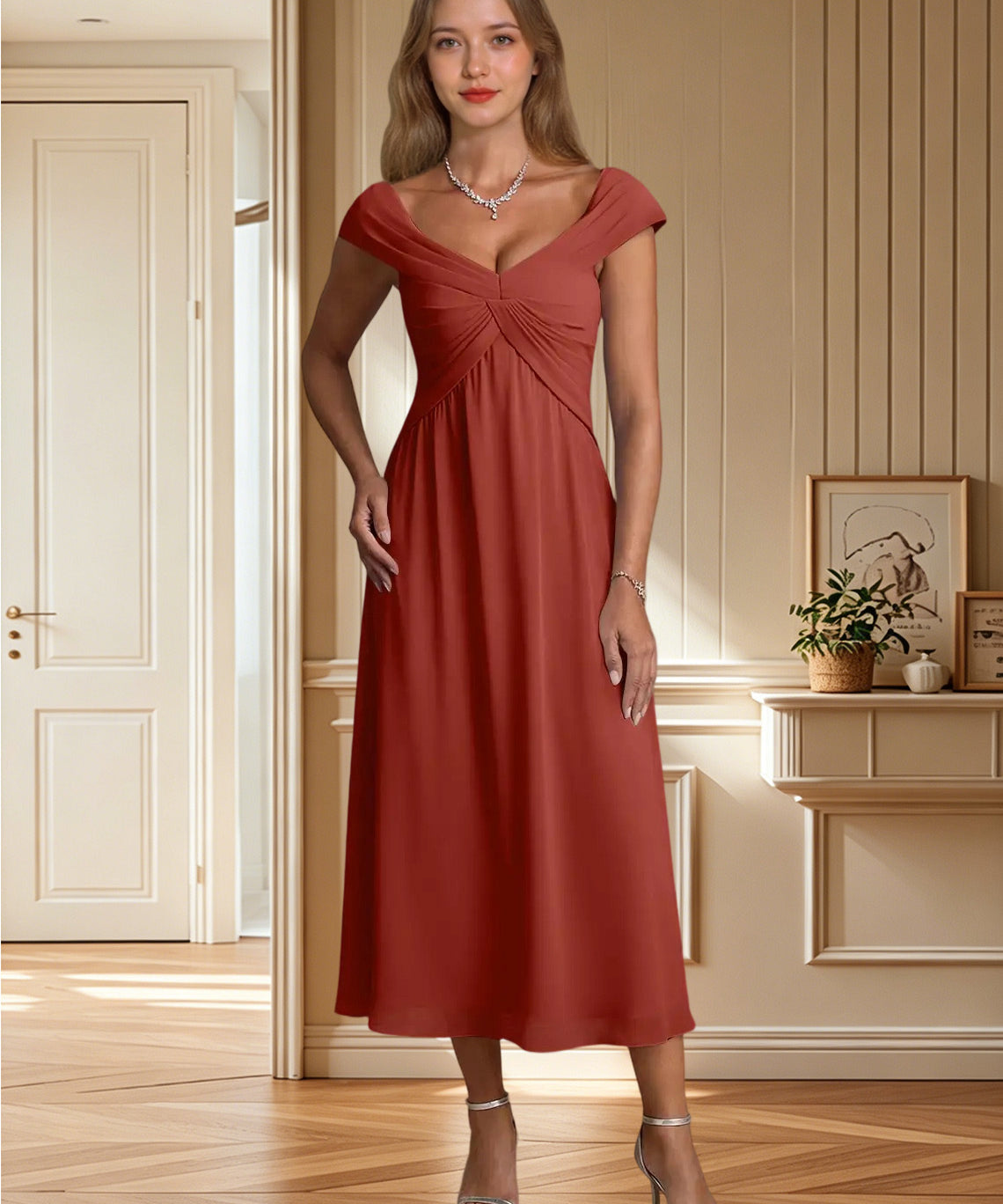 Augday Mirta A-Line Pleated Floral Burnout Dress