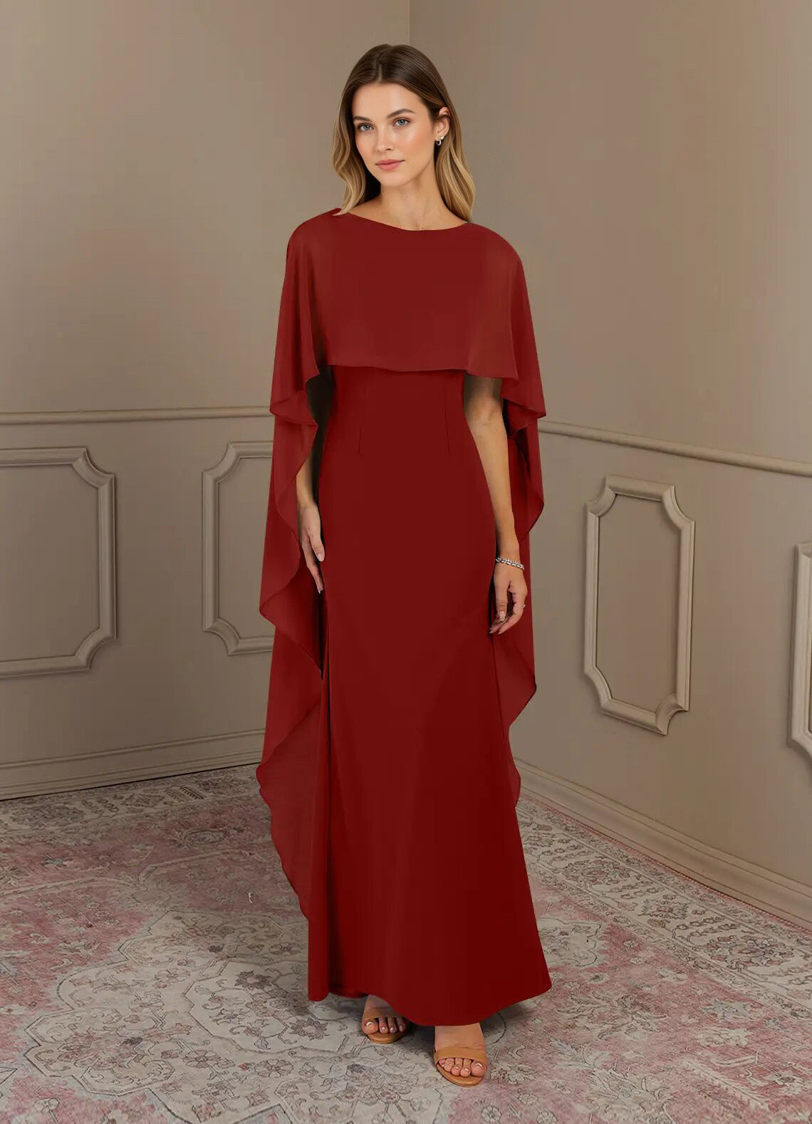 Augday Sheath Scoop Stretch Crepe Dress