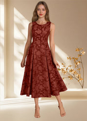 Augday Fulton A-Line Pleated Floral Burnout Dress