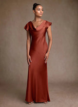 Augday Shelby Mother of the Bride Dresses Mermaid Pleated Stretch Satin Dress