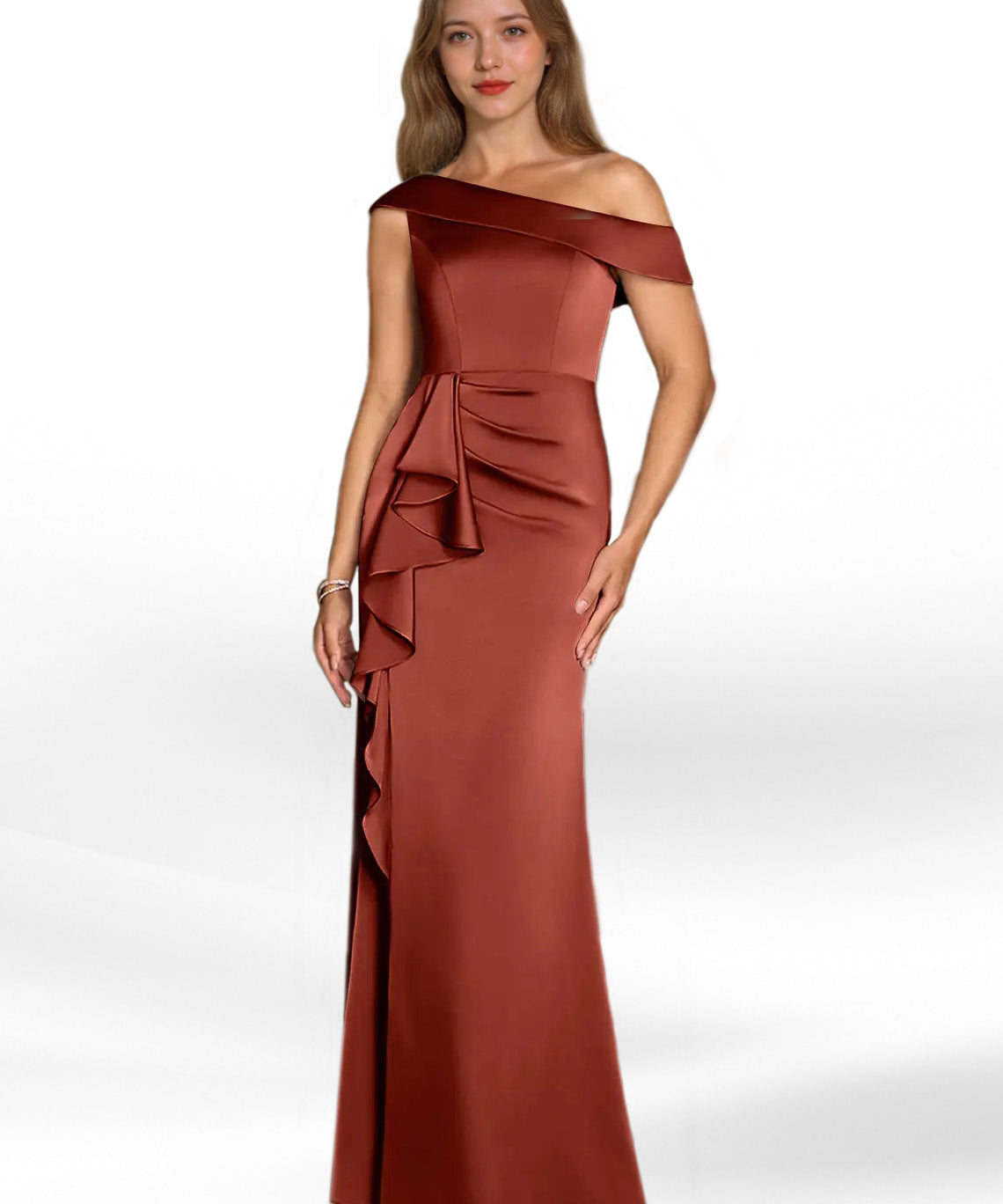 Augday Hamptons A-Line Pleated Stretch Satin Dress