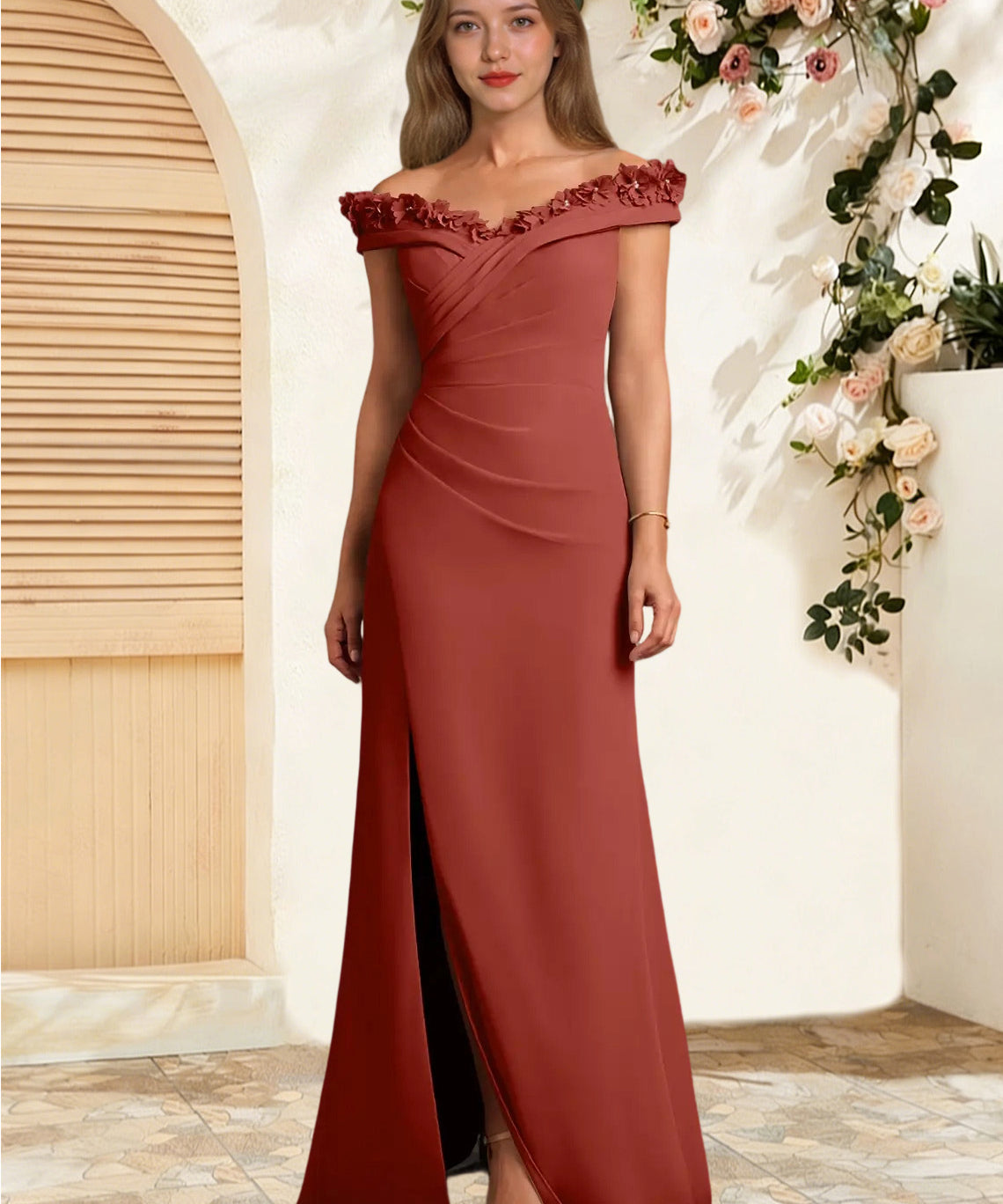 Augday Jettie Sheath Pleated Chiffon Dress