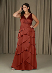 Augday Viola A-Line Pleated Stretch Satin Dress Plus Size