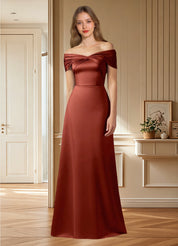 Augday Amelia A-Line Off the Shoulder Stretch Satin Dress
