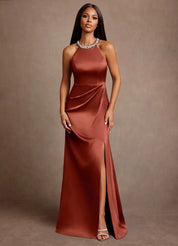 Augday Lawrence A-Line Pleated Stretch Satin Dress