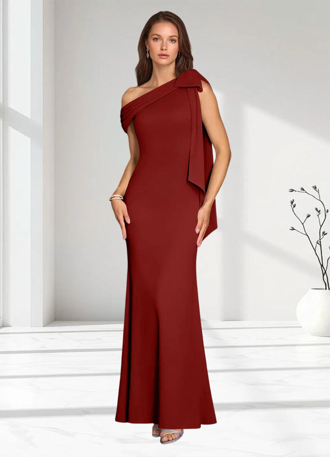 Augday Myers Mermaid Pleated Stretch Crepe Dress