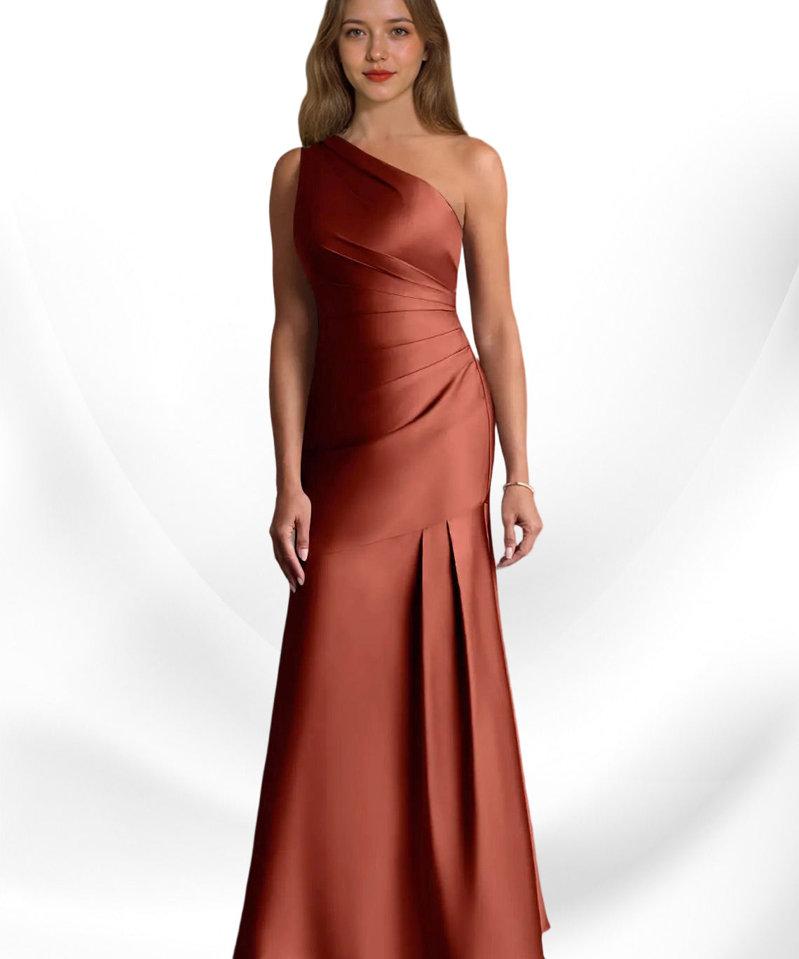 Augday Haifa Mermaid One Shoulder Stretch Satin Dress