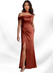 Augday Kamala Sheath One Shoulder Stretch Satin Dress