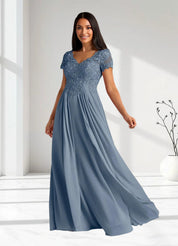 Augday Dunja A-Line V-Neck Lace Chiffon Dress
