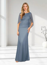 Augday Belladonna Mermaid Scoop Pleated Mesh Dress
