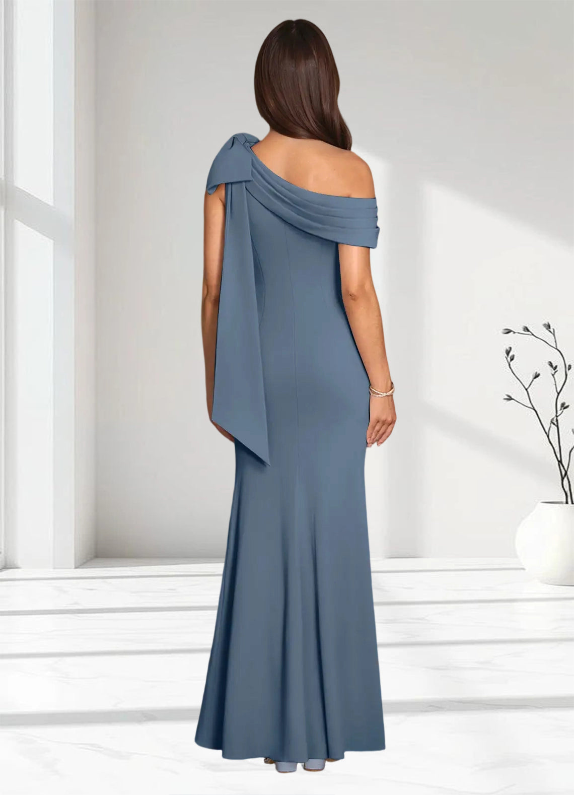 Augday Myers Mermaid Pleated Stretch Crepe Dress