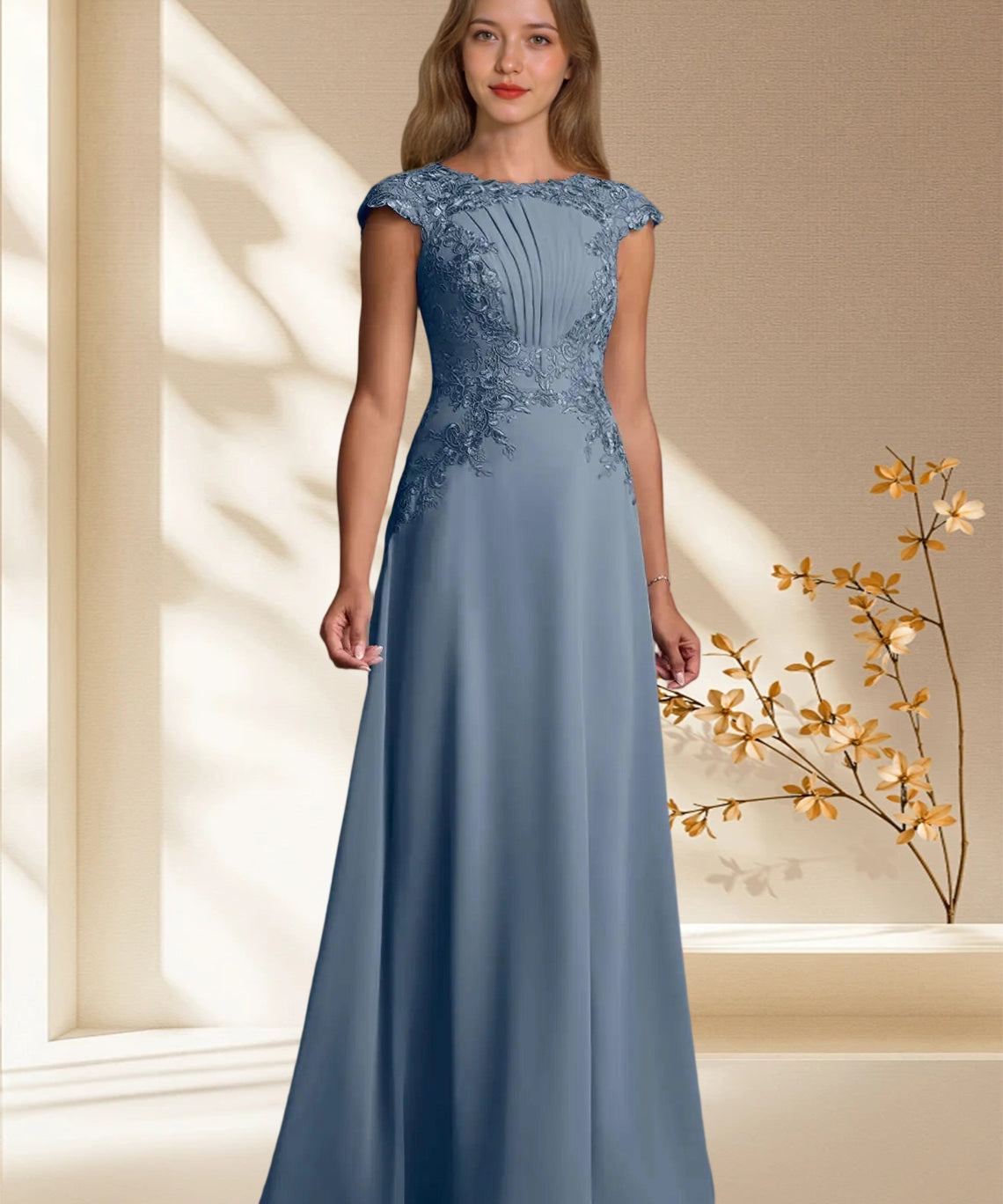 Augday Christi A-Line Lace Chiffon Dress