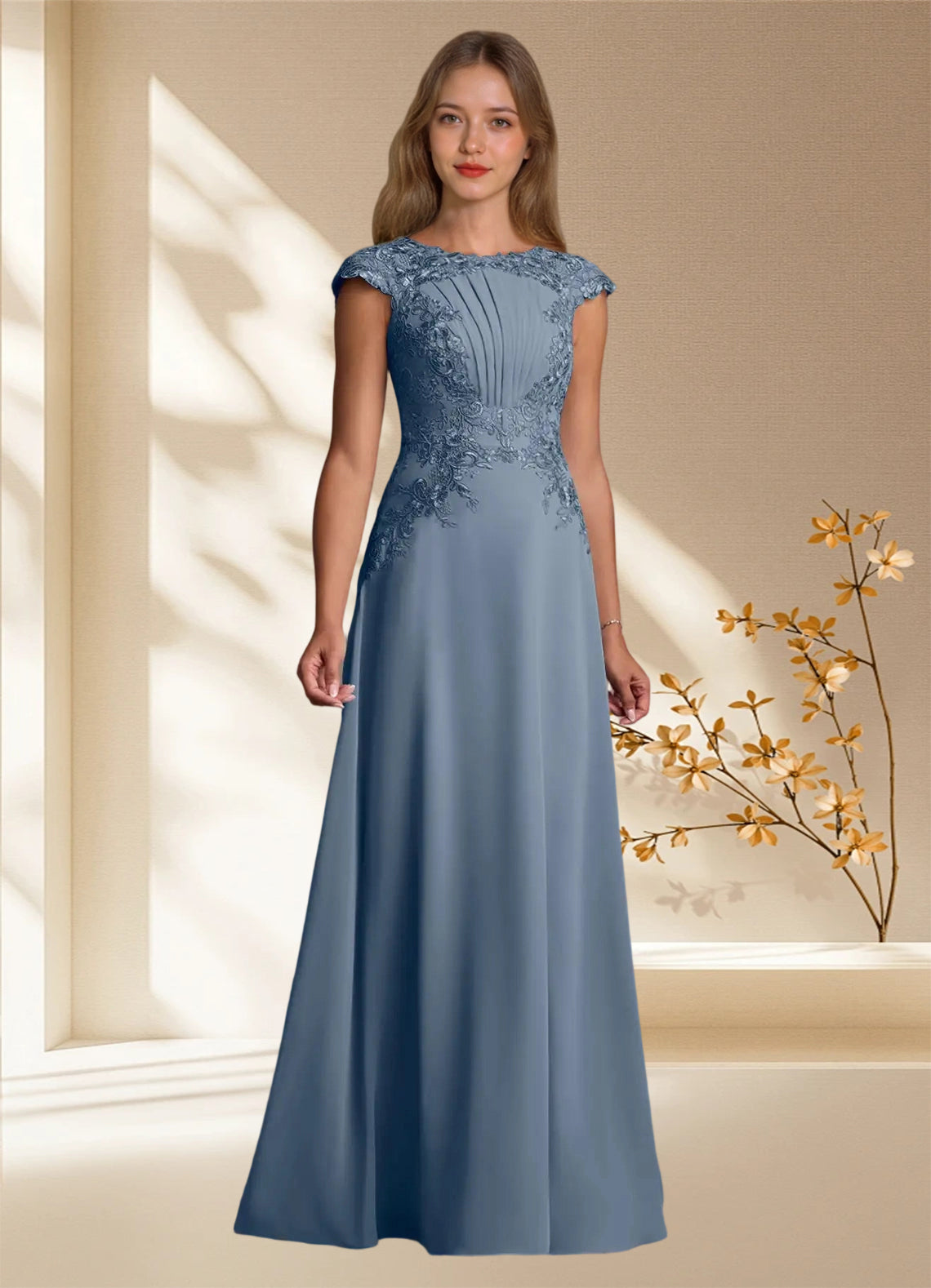 Augday Christi A-Line Lace Chiffon Dress