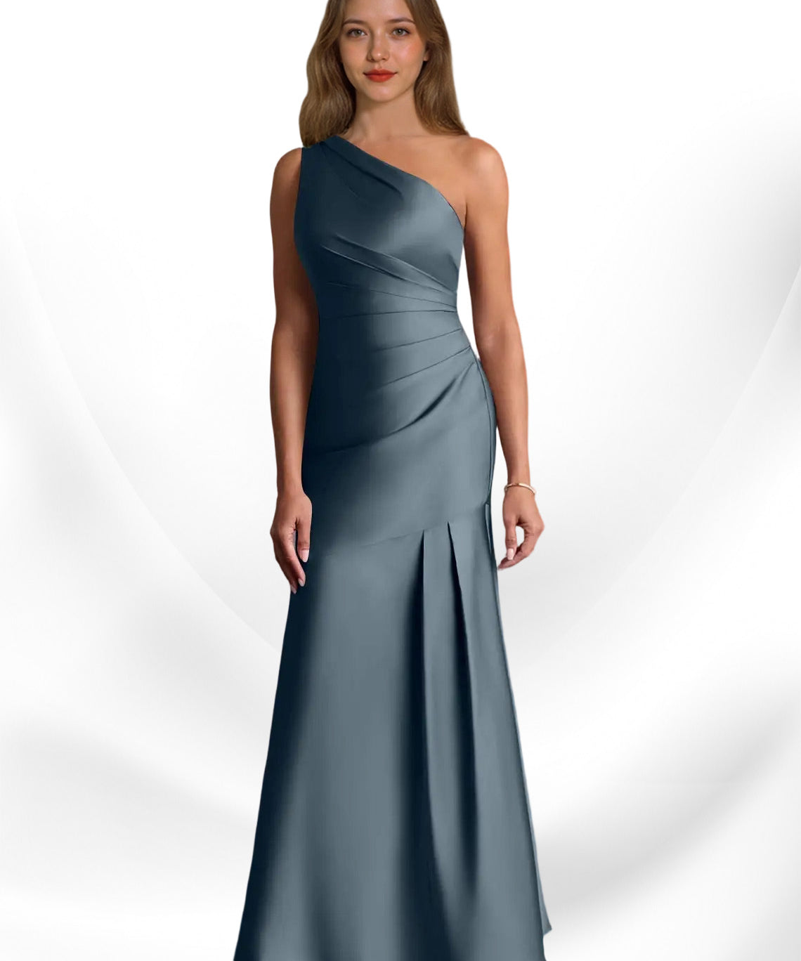 Augday Haifa Mermaid One Shoulder Stretch Satin Dress