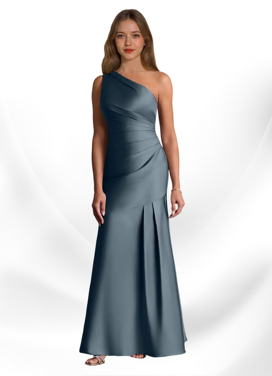 Augday Haifa Mermaid One Shoulder Stretch Satin Dress