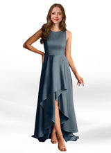 Augday Niles A-Line Trains Stretch Satin Dress