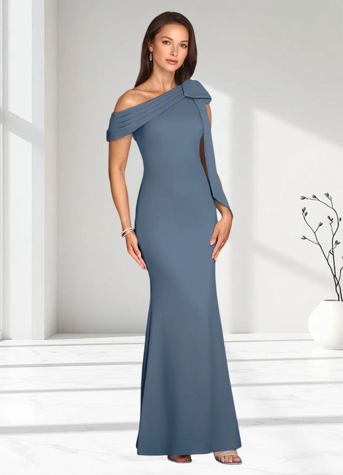 Augday Myers Mermaid Pleated Stretch Crepe Dress