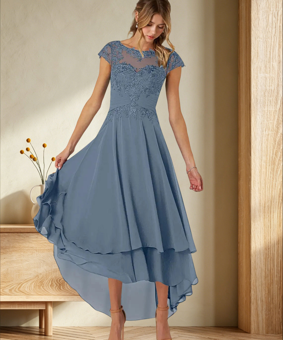 Augday Shonda Lace Chiffon Dress