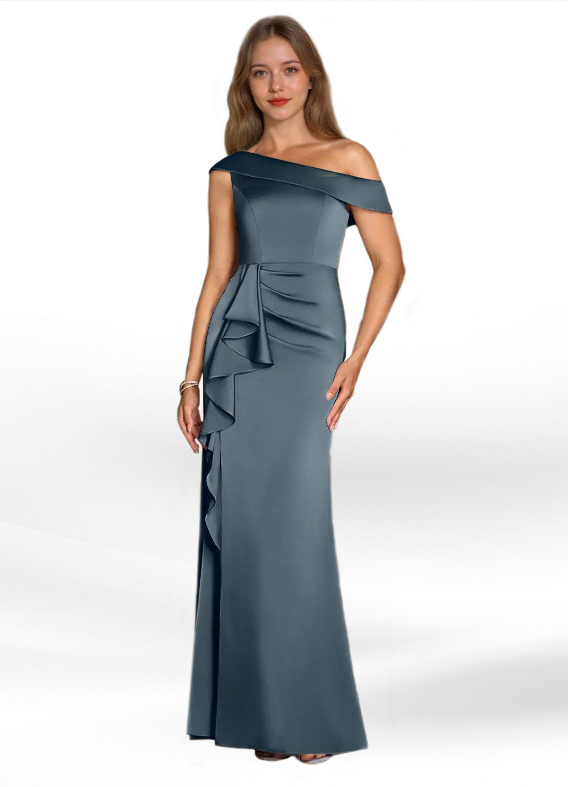 Augday Hamptons A-Line Pleated Stretch Satin Dress