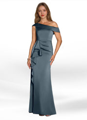Augday Hamptons A-Line Pleated Stretch Satin Dress
